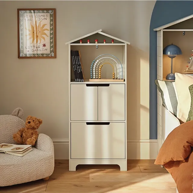 Cuddleco Play House úložná skříňka 51,5 × 30 × 110 cm pebble