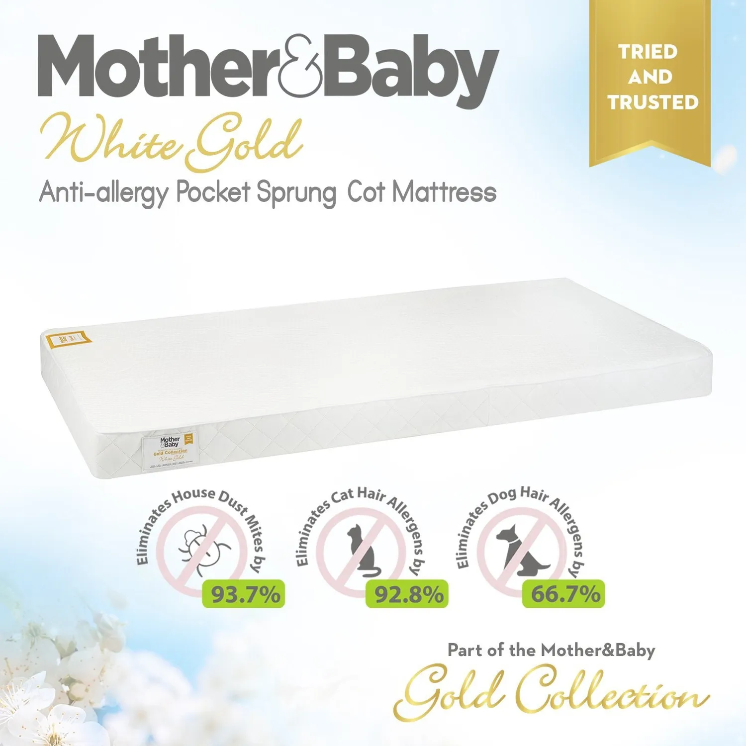 Mother&Baby White Gold matrace do postýlky 120×60 antialergenní