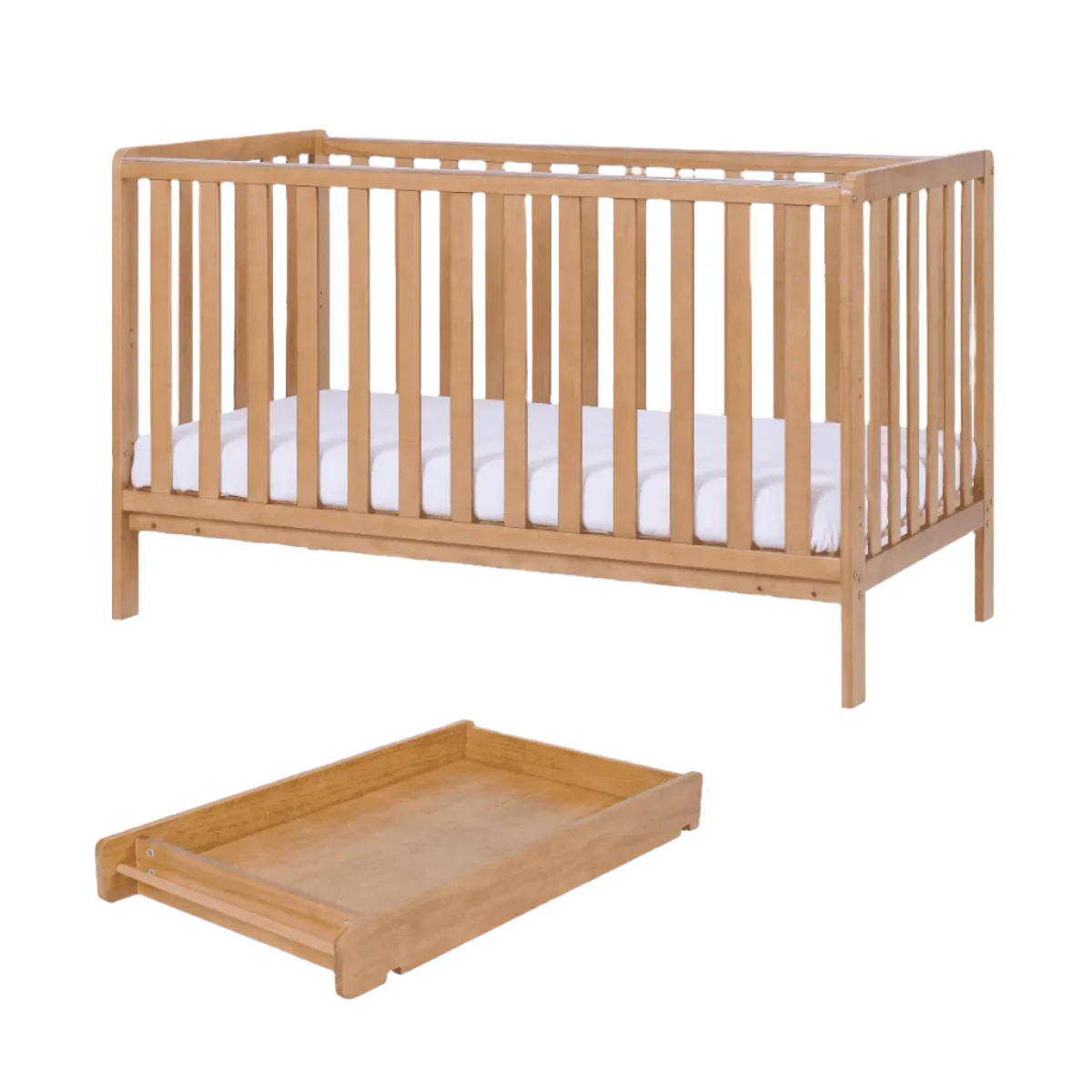 Tutti Bambini Malmo postýlka s přebalovákem Honey Oak
