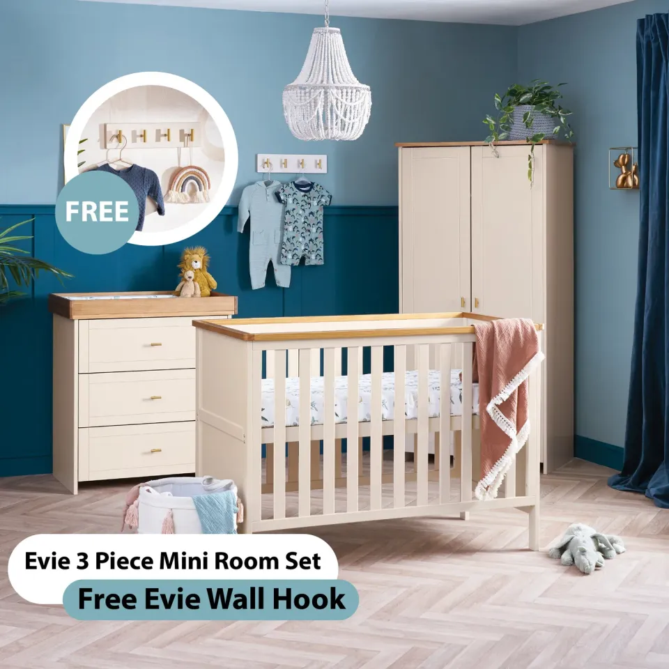 Obaby Evie Mini 3dílná pokojová sada 120 x 60 Cashmere s háčky