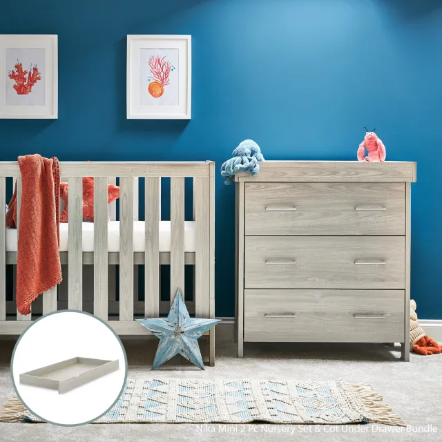 Obaby Nika Mini 2 Piece Room Set pokojová sada šedá s úložným šuplíkem