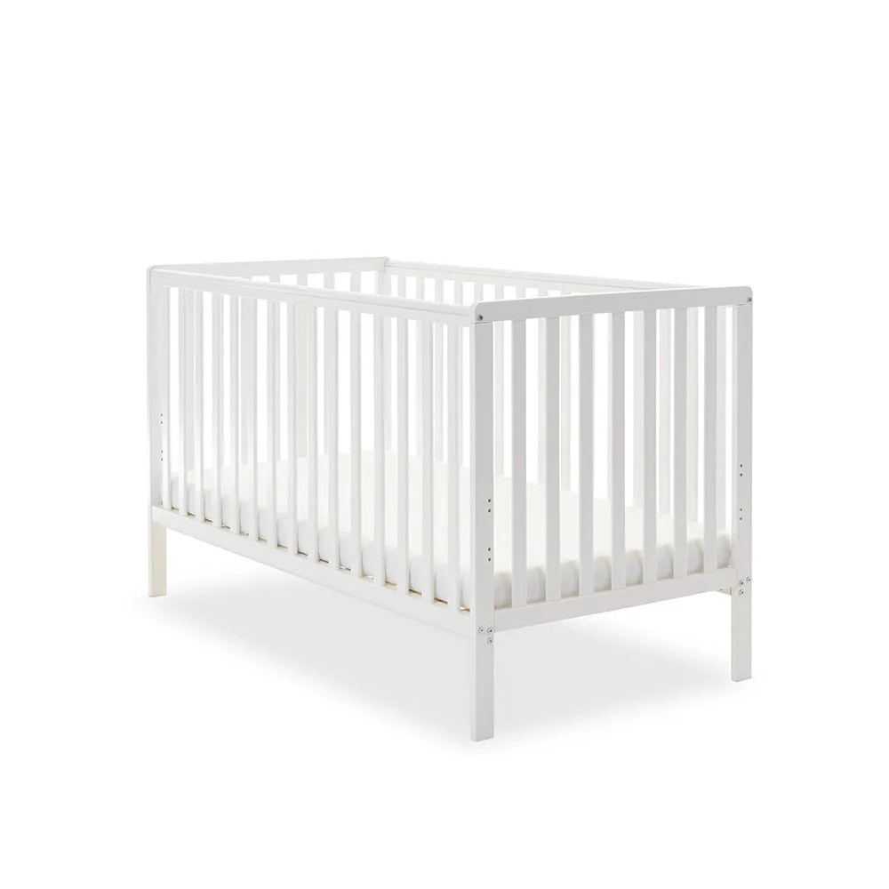 Obaby Bantam postýlka 140×70 se šuplíkem a matrací bílá