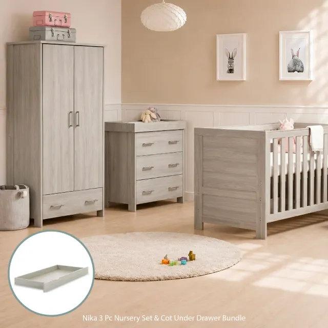 Obaby Nika 2dílná sestava 140x70 šedá se zásuvkou