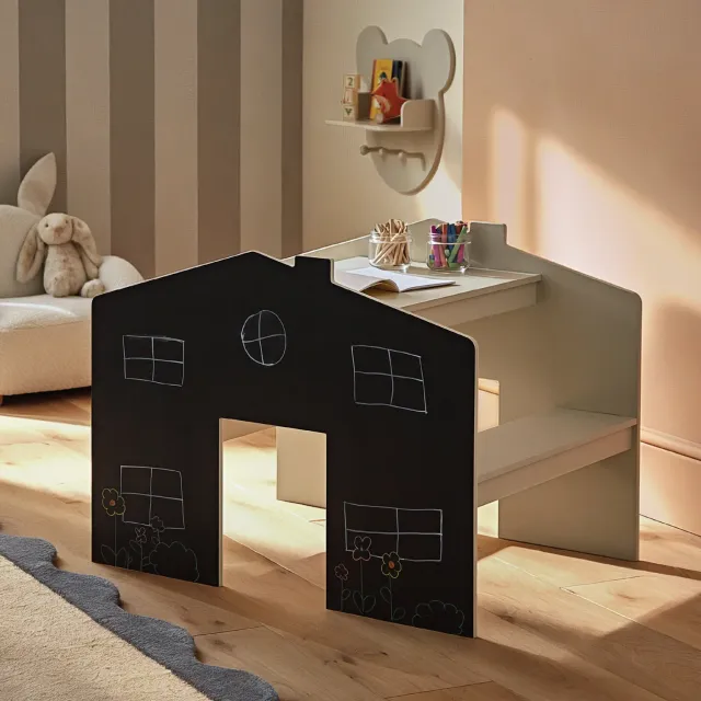 Cuddleco Play House Desk for 2 dětský stůl s lavicemi Pebble