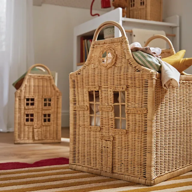 Cuddleco Dutch House úložné koše sada 3 kusů ratan přírodní
