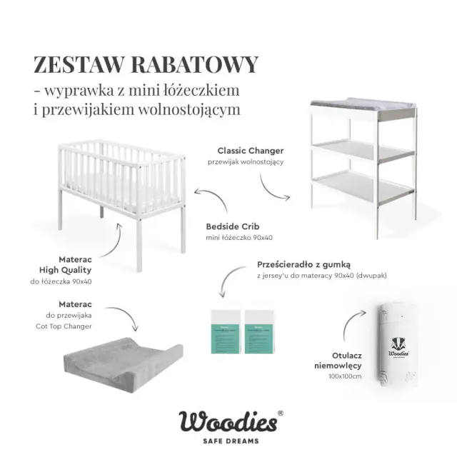 Woodies výbavička mini postýlka + přebalovák 6dílná