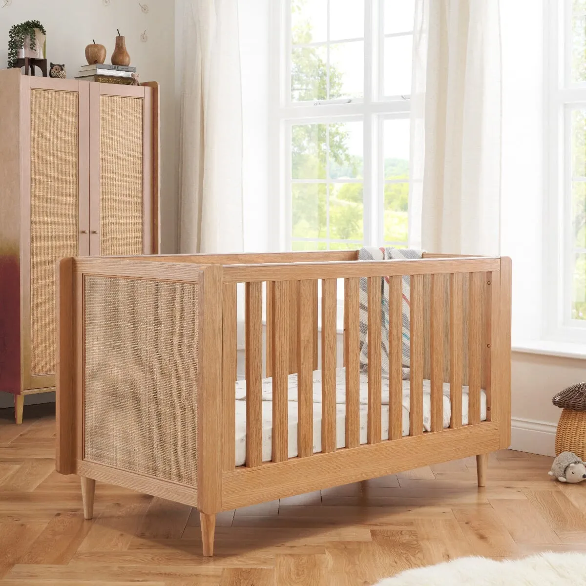 Tutti Bambini Japandi 2dílná sada nábytku Light Oak ratanová