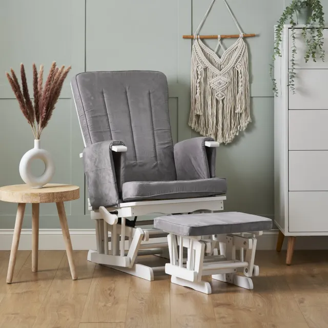 Obaby Deluxe Reclining Glider Chair & Stool křeslo s podnožkou Grey