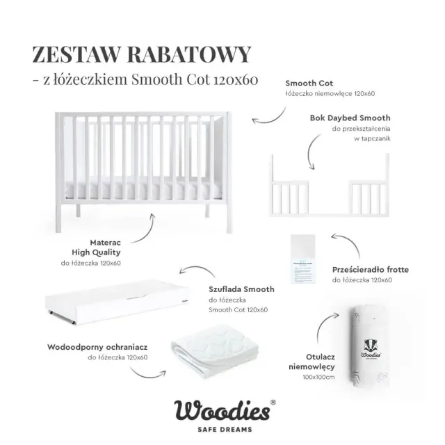 Woodies Smooth výbavička pro miminko Smooth Cot 120×60