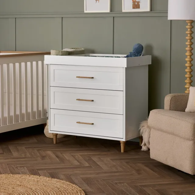 Obaby Orla Changing Unit přebalovací komoda White with Oak se 3 zásuvkami